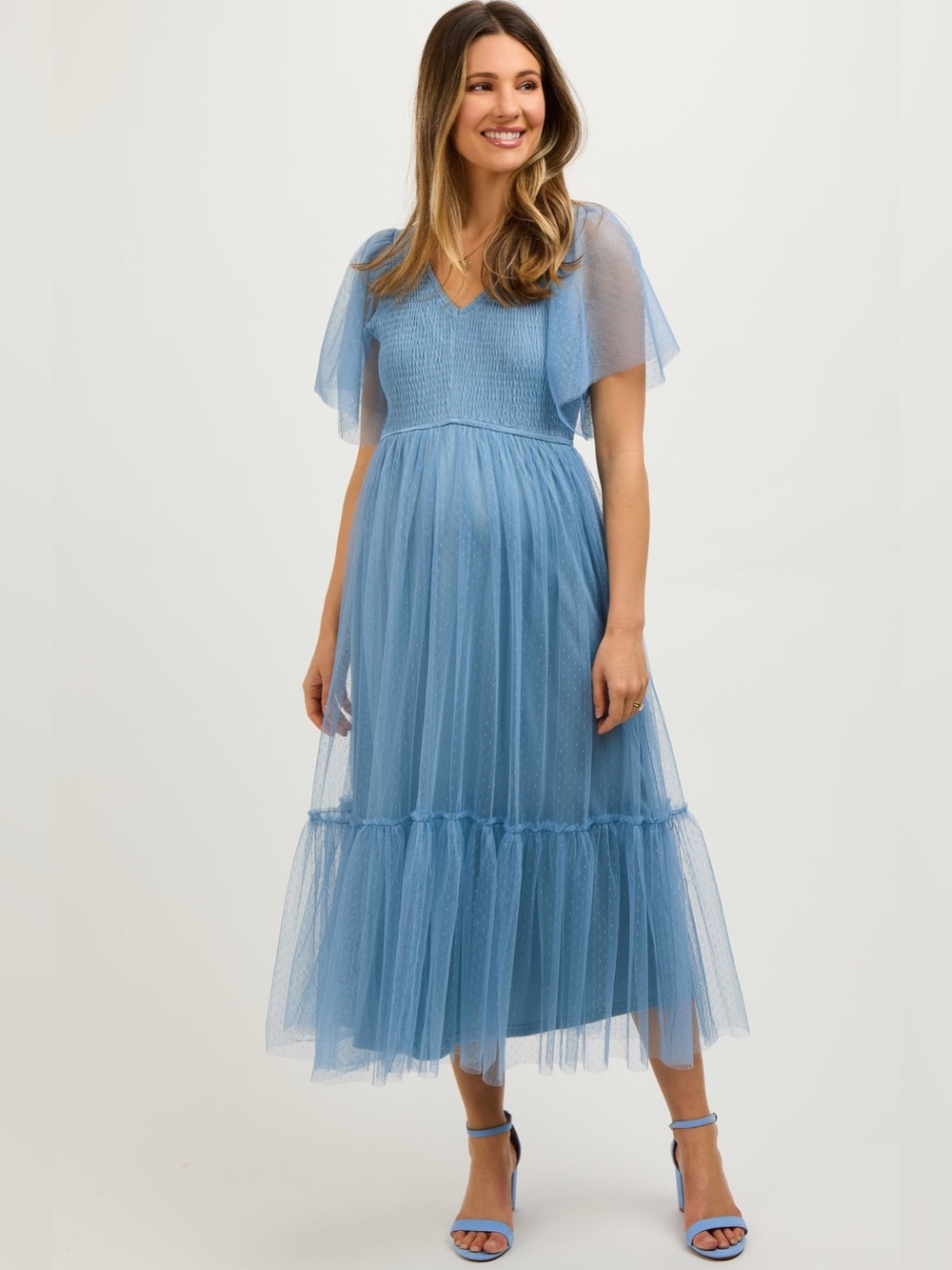 Pinkblush tulle dot midi dress NWOT
